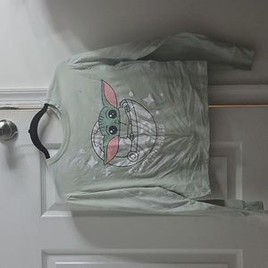 Pastel green, baby Yoda long sleeve shirt,  Star Wars brand, size medium
